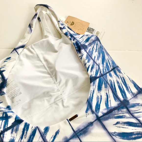 LIVE One Shoulder One Piece Bikini Swim Blue and White Abstract Print size small - Picture 11 of 11